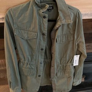 Green denim jacket